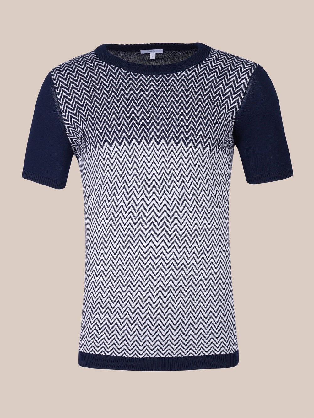 COTTON ZEGZAG STYLE KNITTED CREWNECK T - SHIRT - Roban