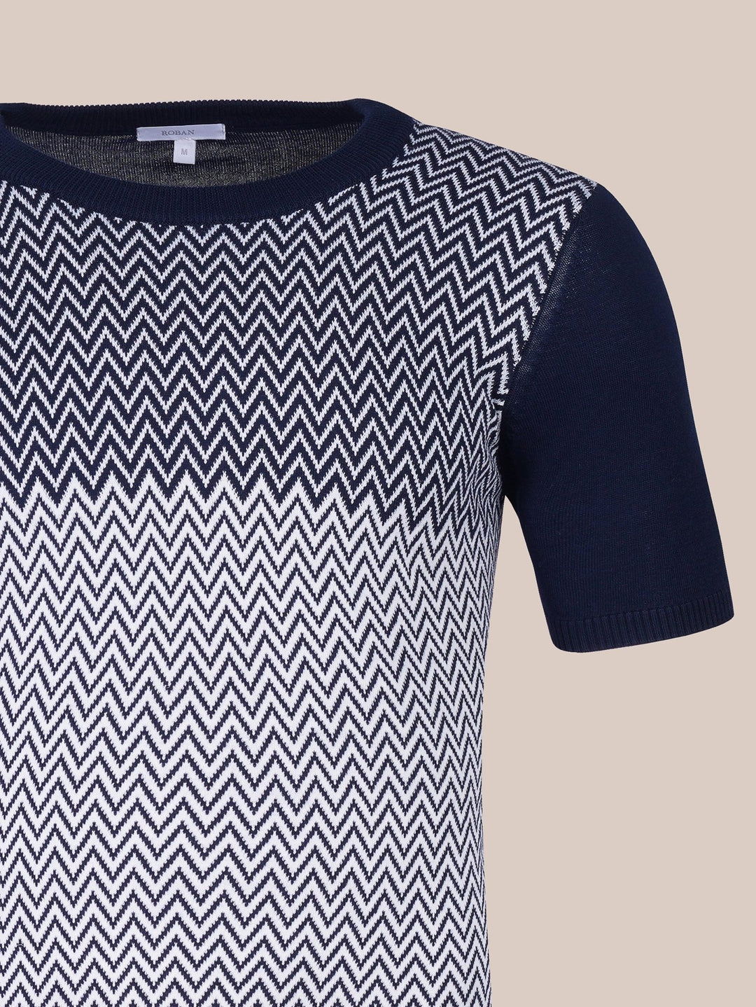 COTTON ZEGZAG STYLE KNITTED CREWNECK T - SHIRT - Roban