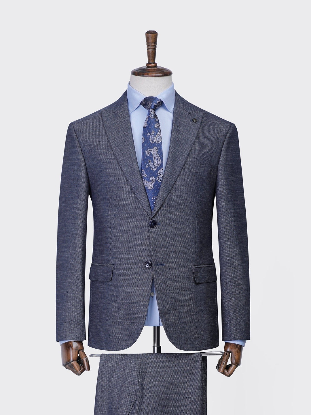 Eclipse Navy Melange Regular Fit Suit - Roban