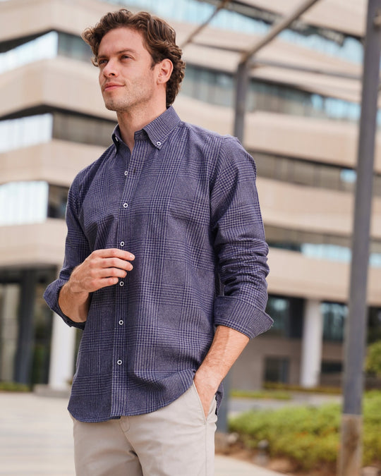 Flannel Checked Cotton Regular Fit Shirt - Roban