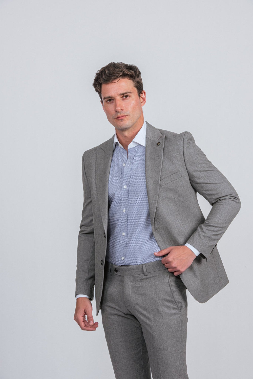 Grey Melange Slim Fit suit - Roban