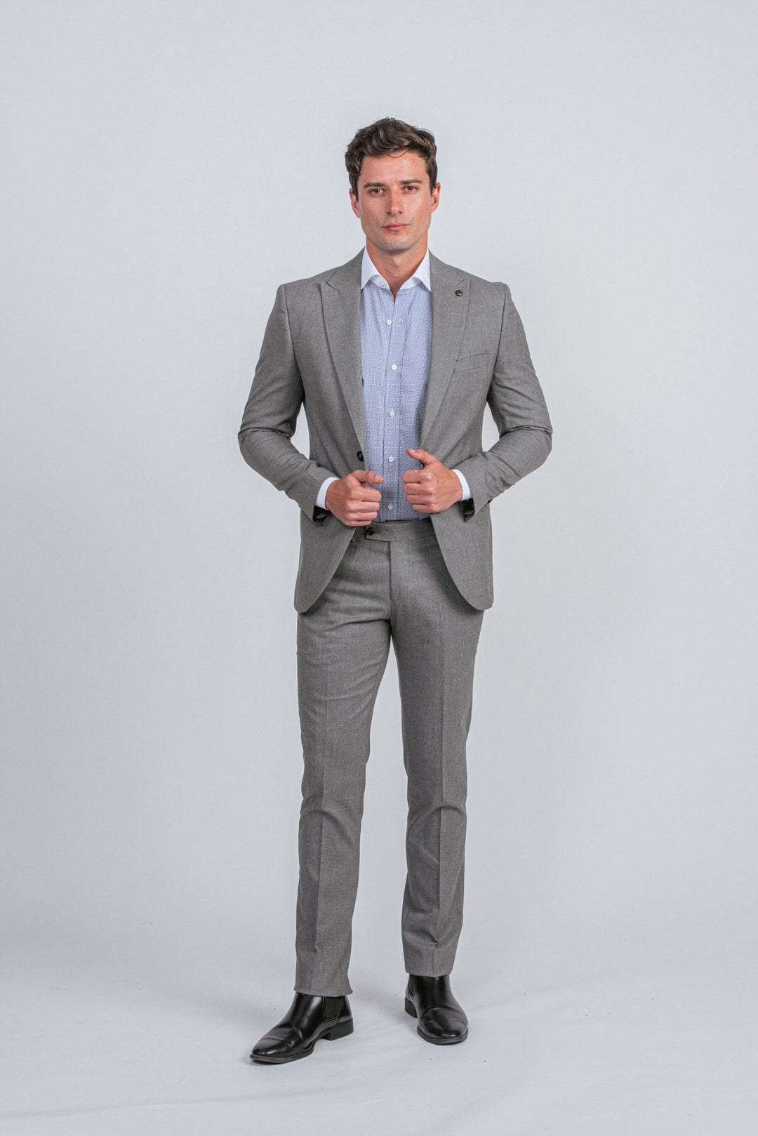 Grey Melange Slim Fit suit - Roban