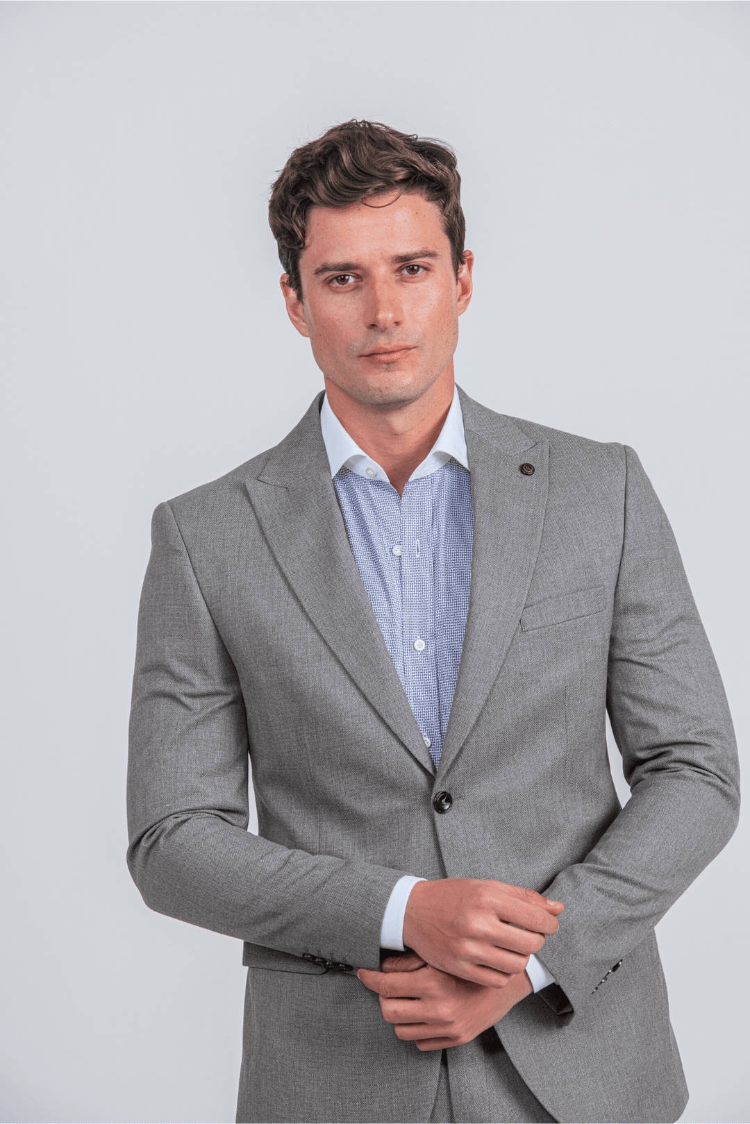 Grey Melange Slim Fit suit - Roban