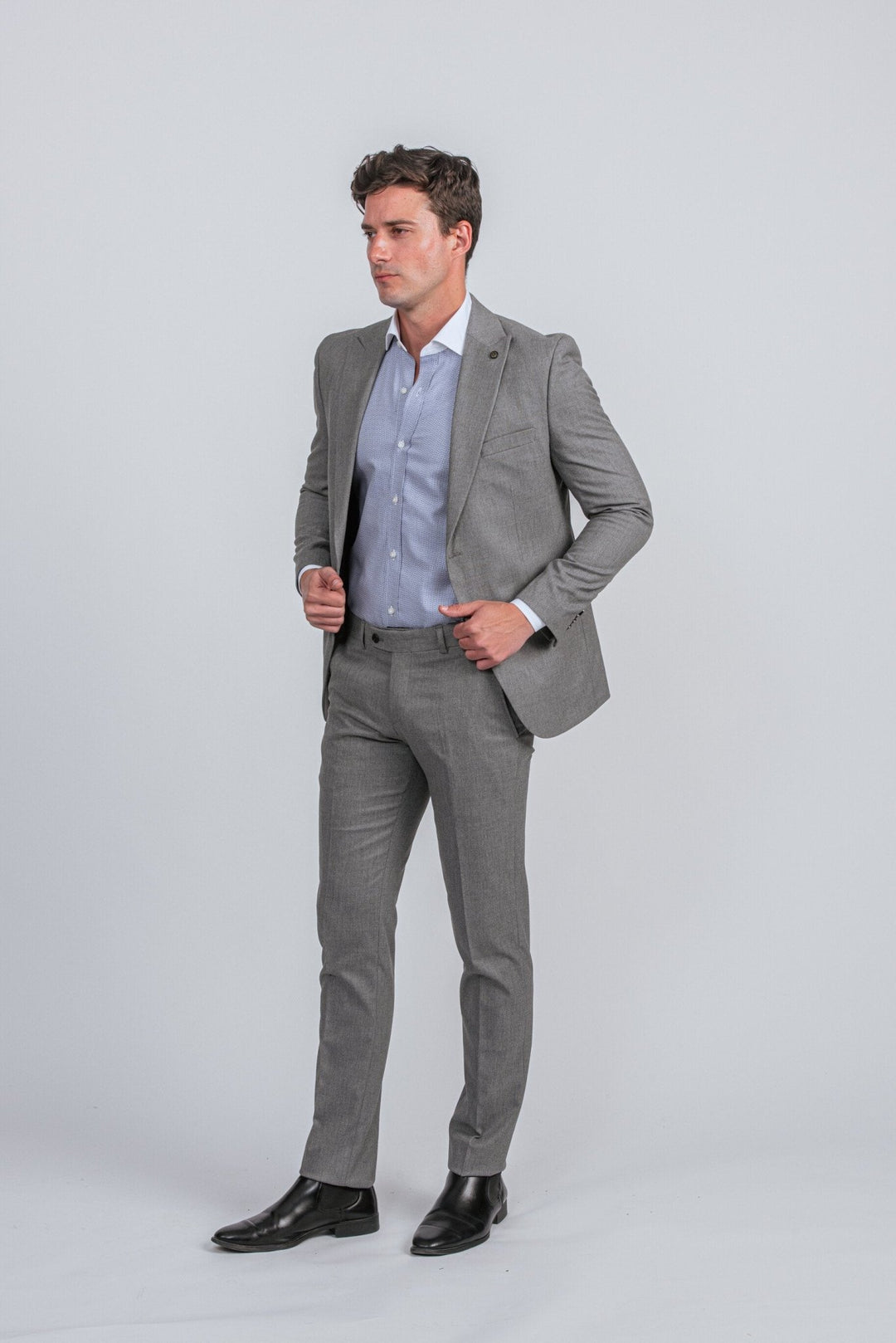 Grey Melange Slim Fit suit - Roban