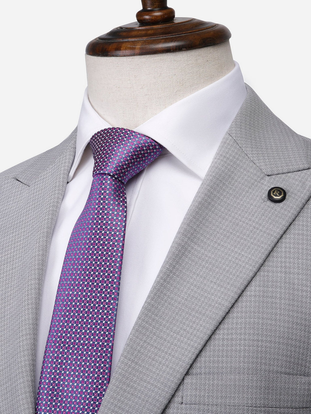 Grey Micro Checked Regular Fit Suit - Roban