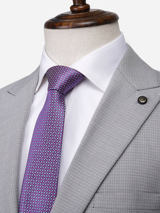 Grey Micro Checked Regular Fit Suit - Roban
