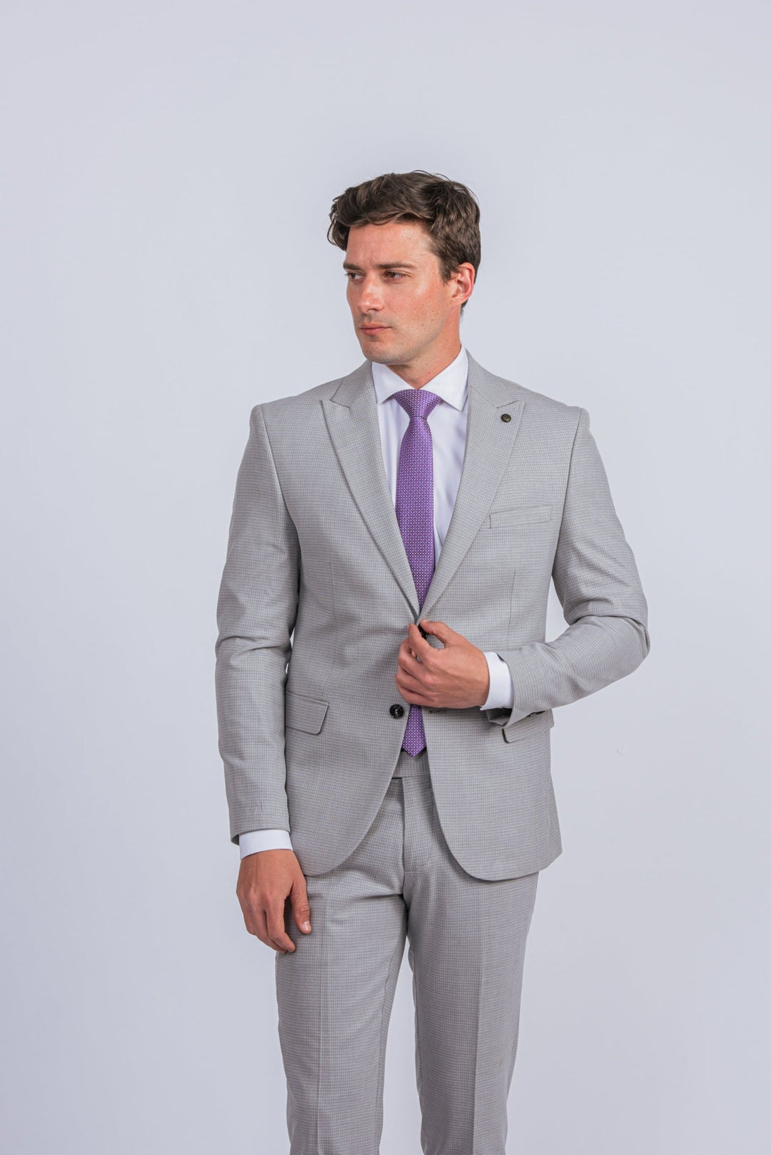 Grey Micro Checked Regular Fit Suit - Roban