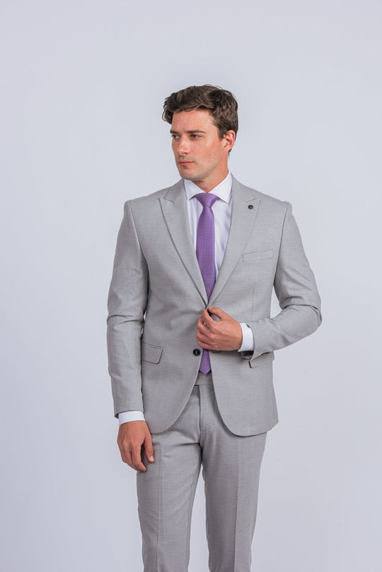 Grey Micro Checked Regular Fit Suit - Roban