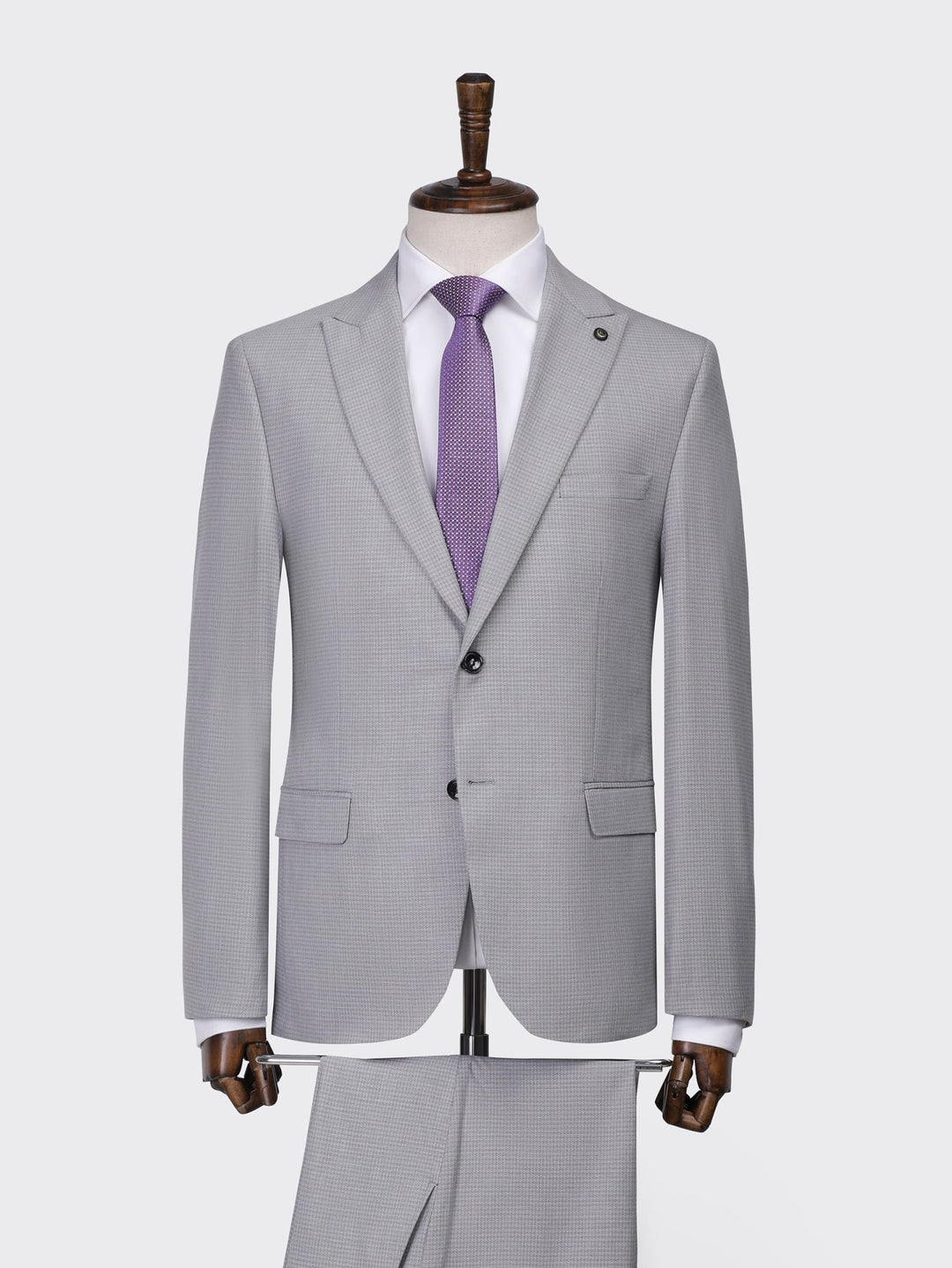 Grey Micro Checked Regular Fit Suit - Roban
