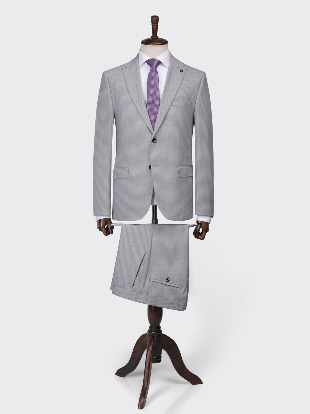 Grey Micro Checked Regular Fit Suit - Roban