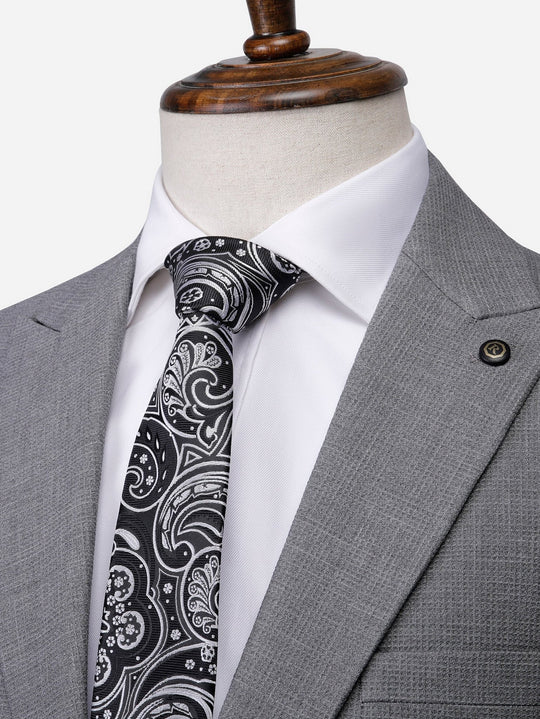 Grey Textured Regular Fit Suit - Roban