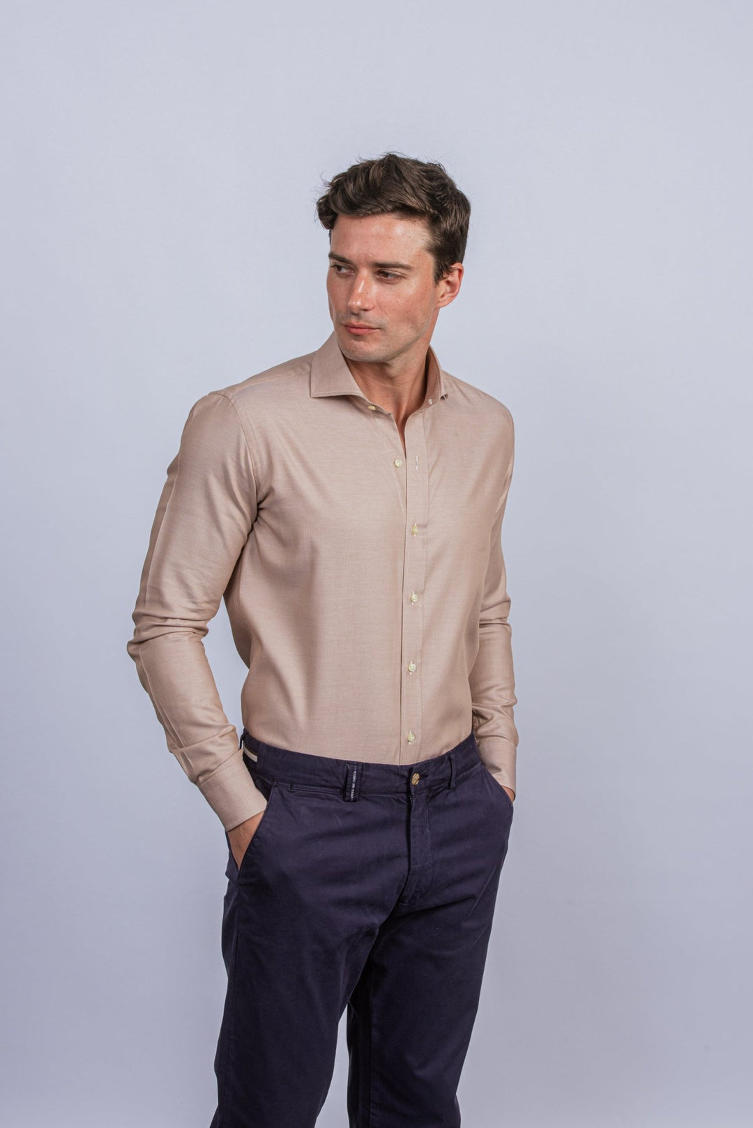 Herringbone Cotton Regular Fit Shirt - Roban