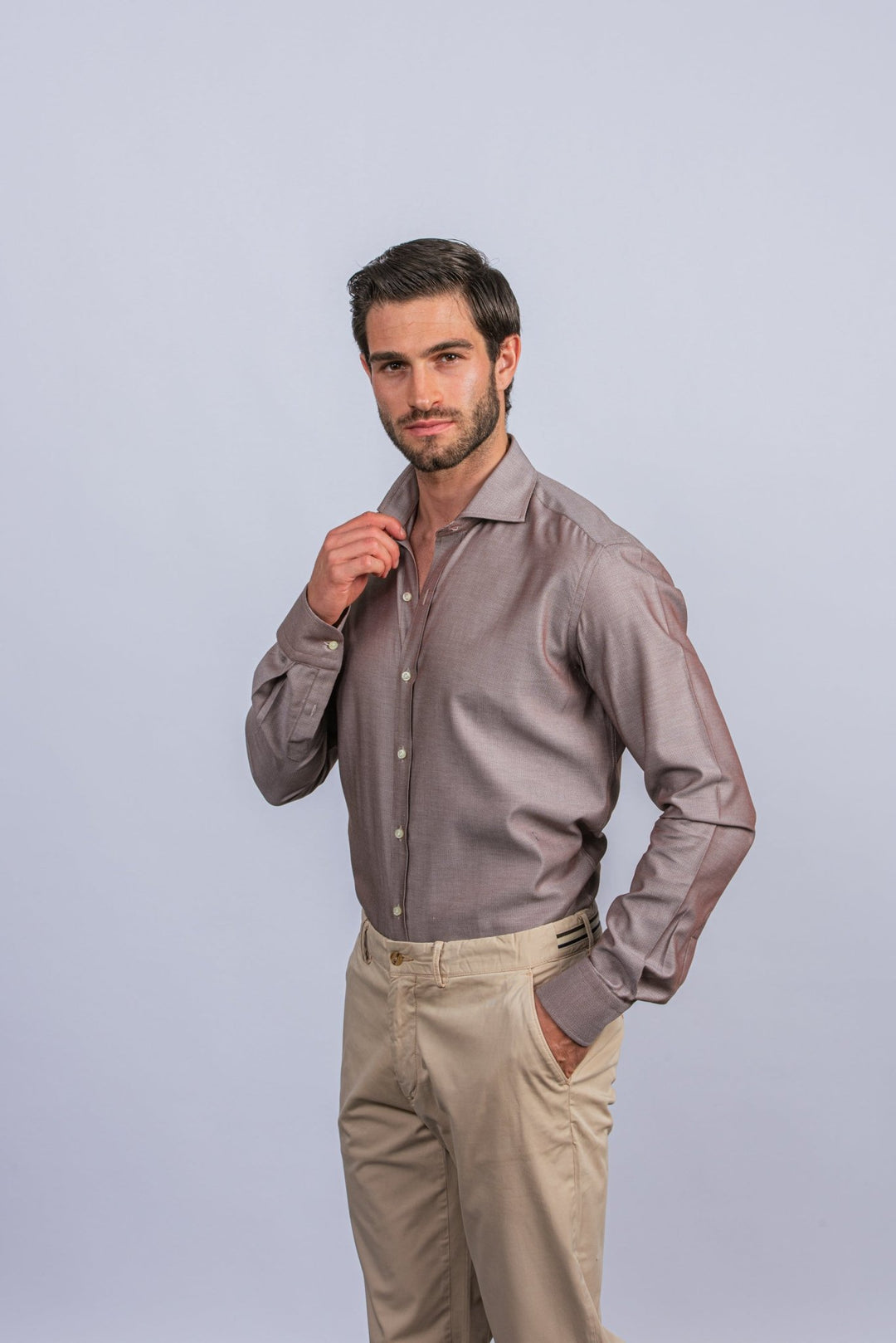 Herringbone Cotton Regular Fit Shirt - Roban