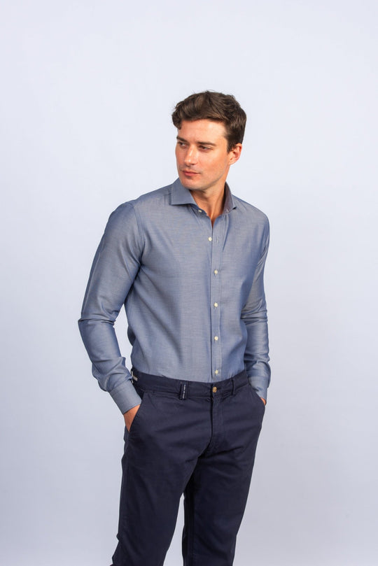 Herringbone Cotton Regular Fit Shirt - Roban