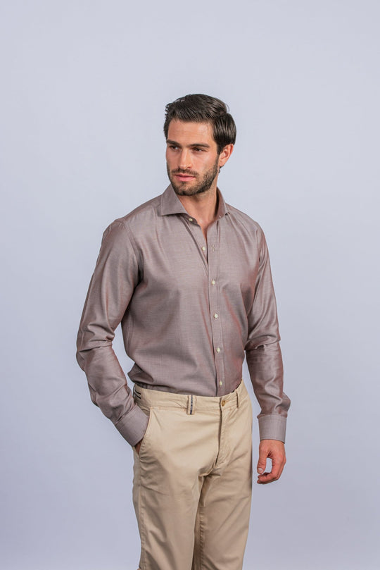 Herringbone Cotton Regular Fit Shirt - Roban