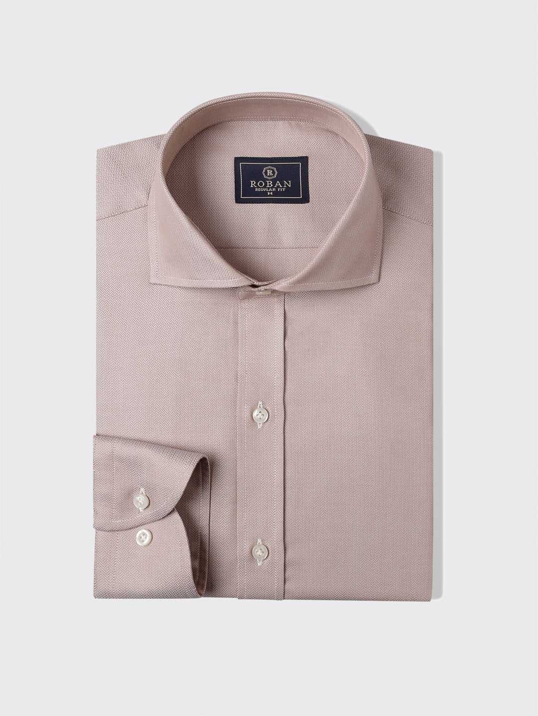 Herringbone Cotton Regular Fit Shirt - Roban