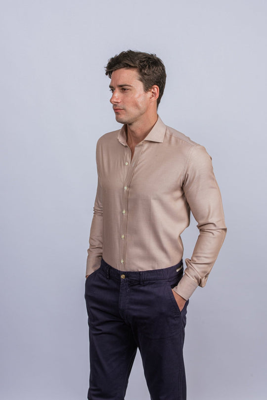 Herringbone Cotton Regular Fit Shirt - Roban