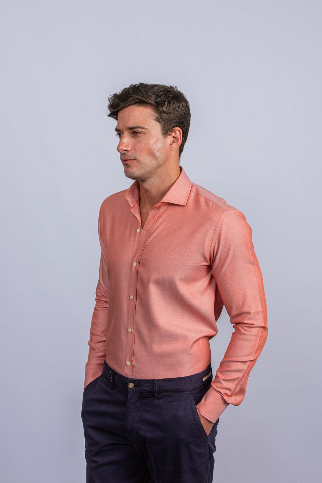 Herringbone Cotton Regular Fit Shirt - Roban