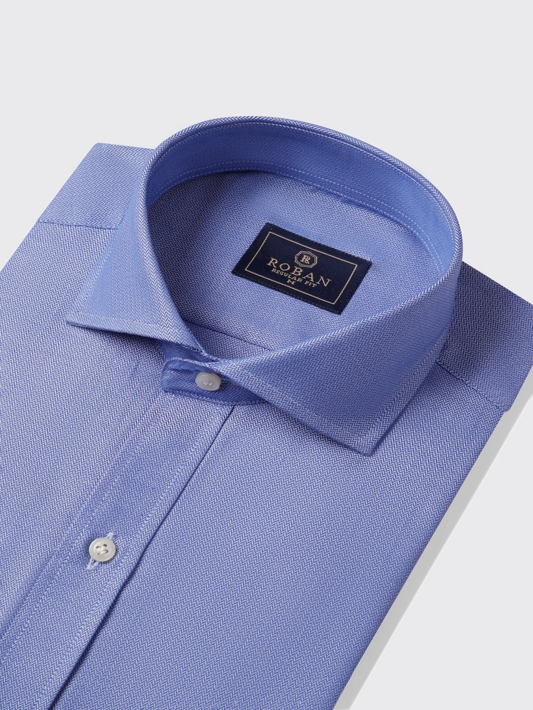 Herringbone Cotton Regular Fit Shirt - Roban