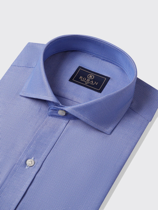 Herringbone Cotton Regular Fit Shirt - Roban
