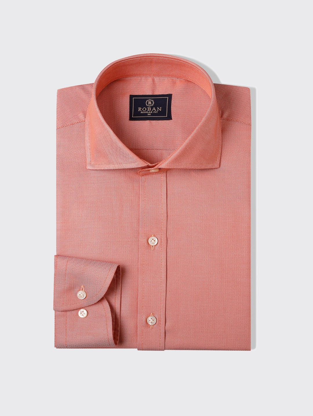 Herringbone Cotton Regular Fit Shirt - Roban