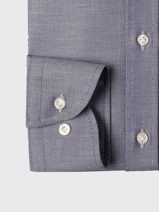 Herringbone Cotton Regular Fit Shirt - Roban