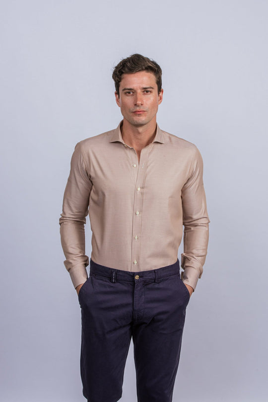 Herringbone Cotton Regular Fit Shirt - Roban
