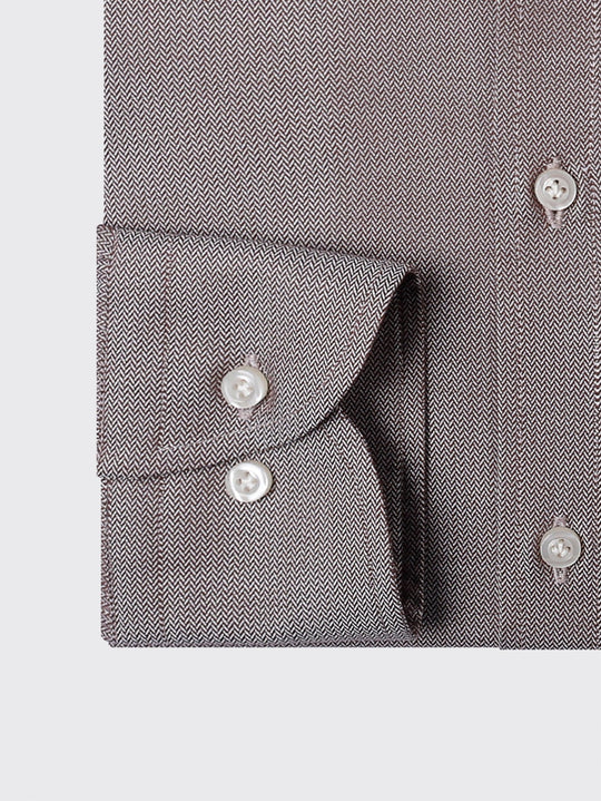Herringbone Cotton Regular Fit Shirt - Roban