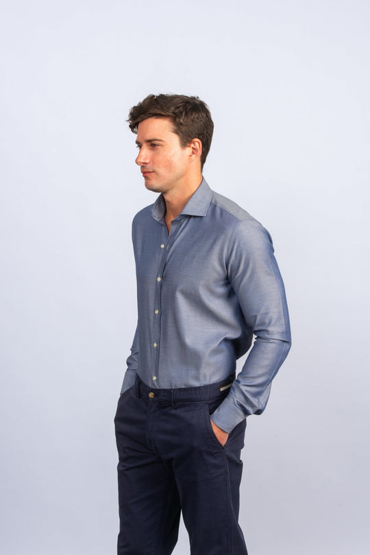 Herringbone Cotton Regular Fit Shirt - Roban