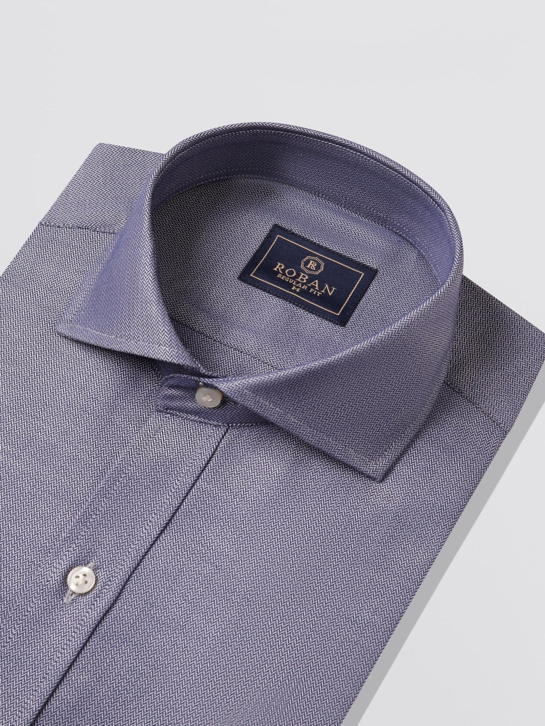Herringbone Cotton Regular Fit Shirt - Roban