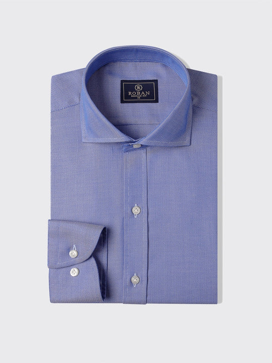 Herringbone Cotton Regular Fit Shirt - Roban