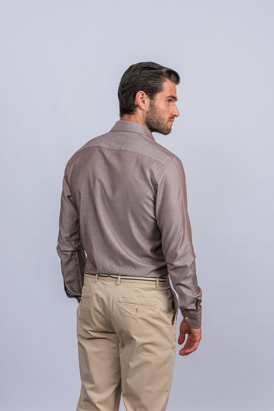 Herringbone Cotton Regular Fit Shirt - Roban