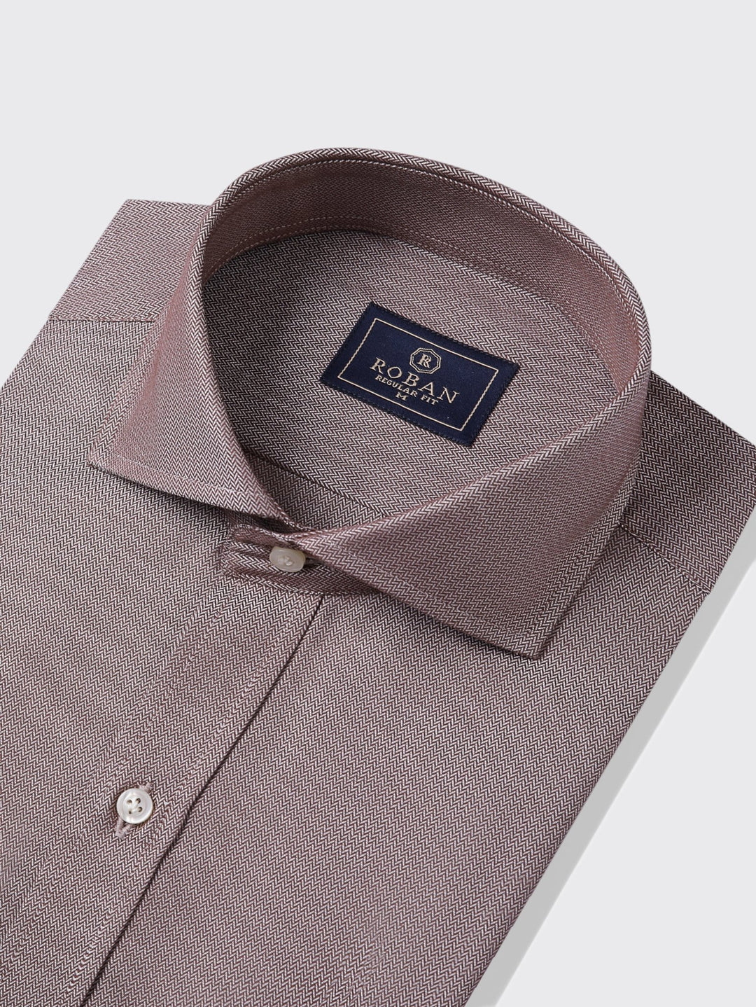 Herringbone Cotton Regular Fit Shirt - Roban