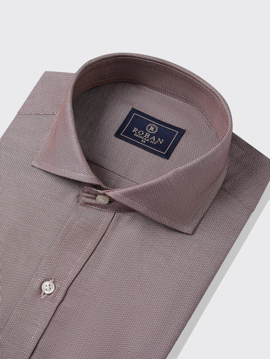 Herringbone Cotton Regular Fit Shirt - Roban