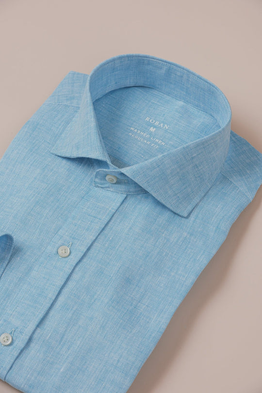 Linen Shirt PLAIN WASHED REGULAR FIT SHIRT - Roban