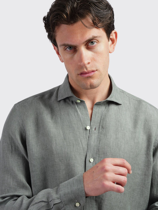 Linen Shirt PLAIN WASHED REGULAR FIT SHIRT - Roban
