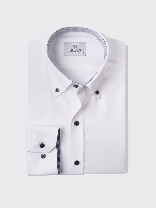 MICRO RIBBED COTTON FABRIC SHIRT - Roban