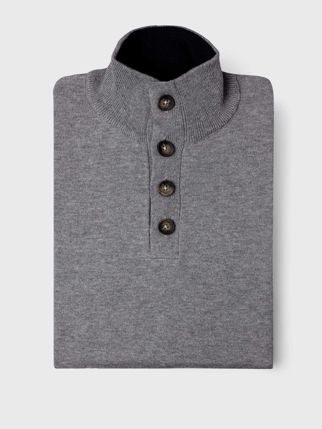 Plain Button - Up Turtleneck Pullover - Roban