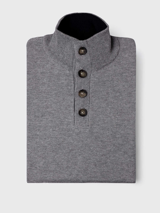 Plain Button - Up Turtleneck Pullover - Roban