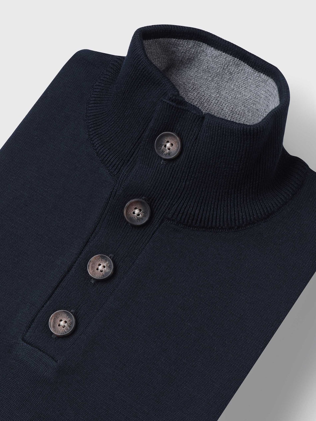 Plain Button - Up Turtleneck Pullover - Roban