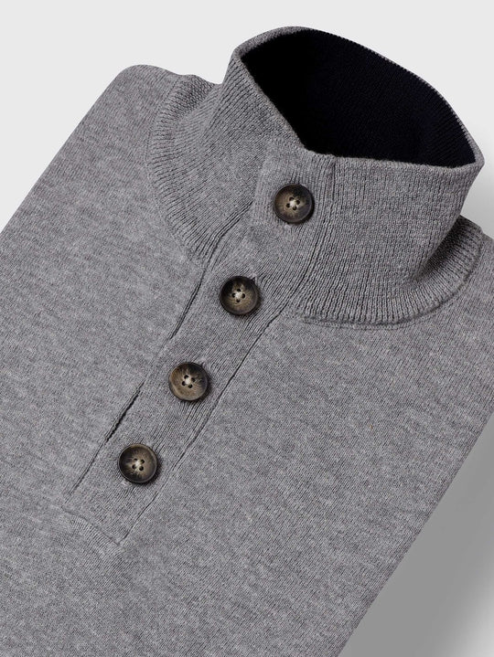 Plain Button - Up Turtleneck Pullover - Roban