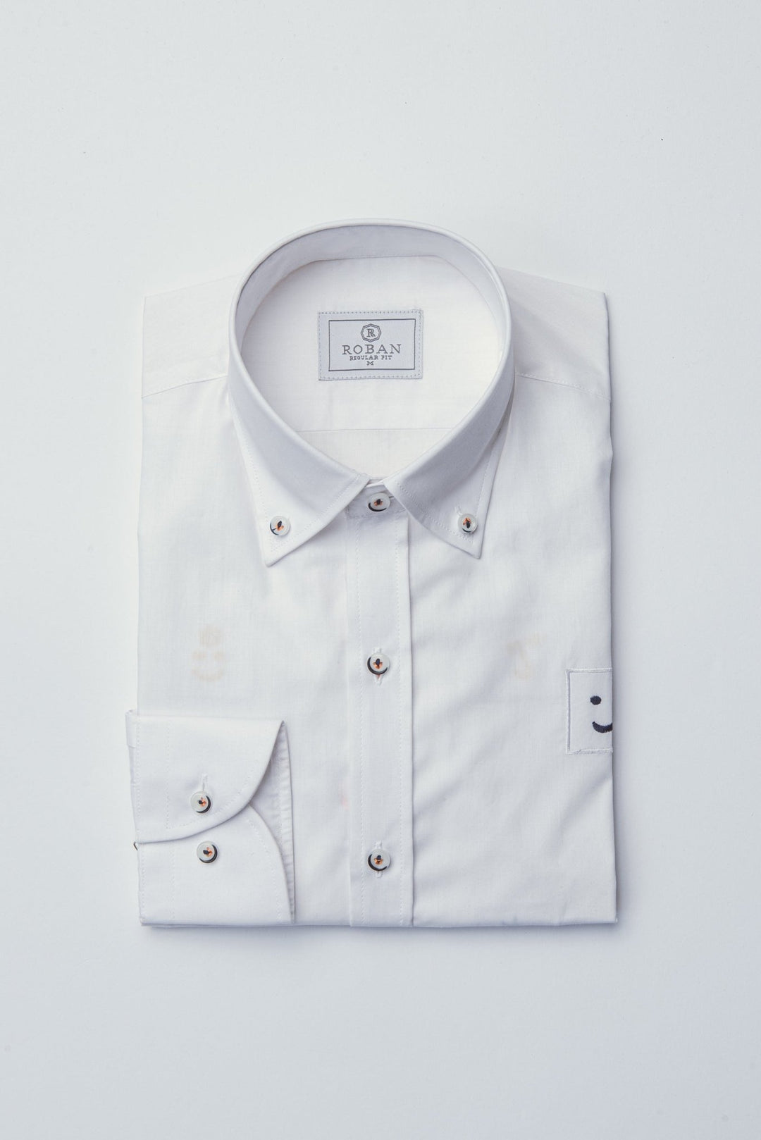 PLAIN FINE COTTON SHIRT WITH EMBROIDERY - Roban