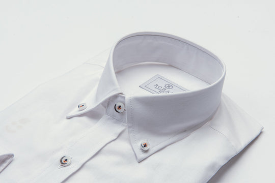PLAIN FINE COTTON SHIRT WITH EMBROIDERY - Roban