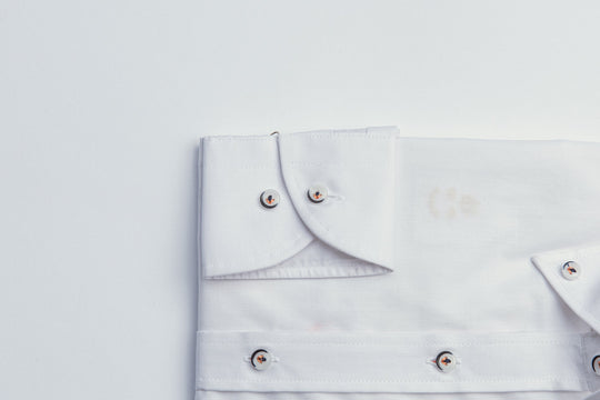 PLAIN FINE COTTON SHIRT WITH EMBROIDERY - Roban
