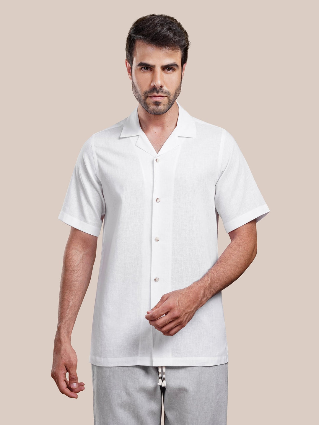 PLAIN WASHED COTTON LINEN CASUAL FIT SHIRT - Roban