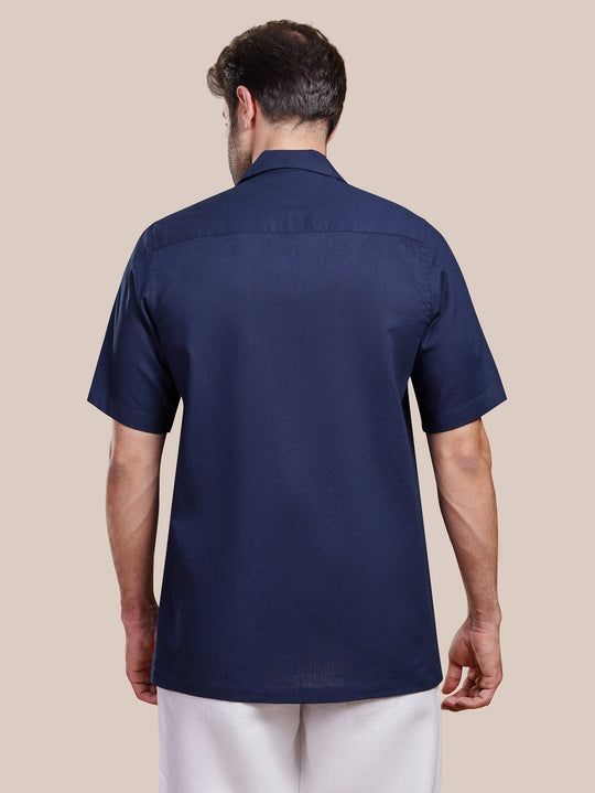 PLAIN WASHED COTTON LINEN CASUAL FIT SHIRT - Roban