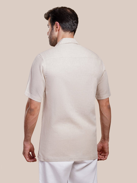 PLAIN WASHED COTTON LINEN CASUAL FIT SHIRT - Roban