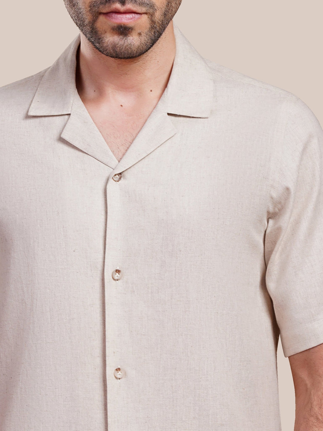 PLAIN WASHED COTTON LINEN CASUAL FIT SHIRT - Roban