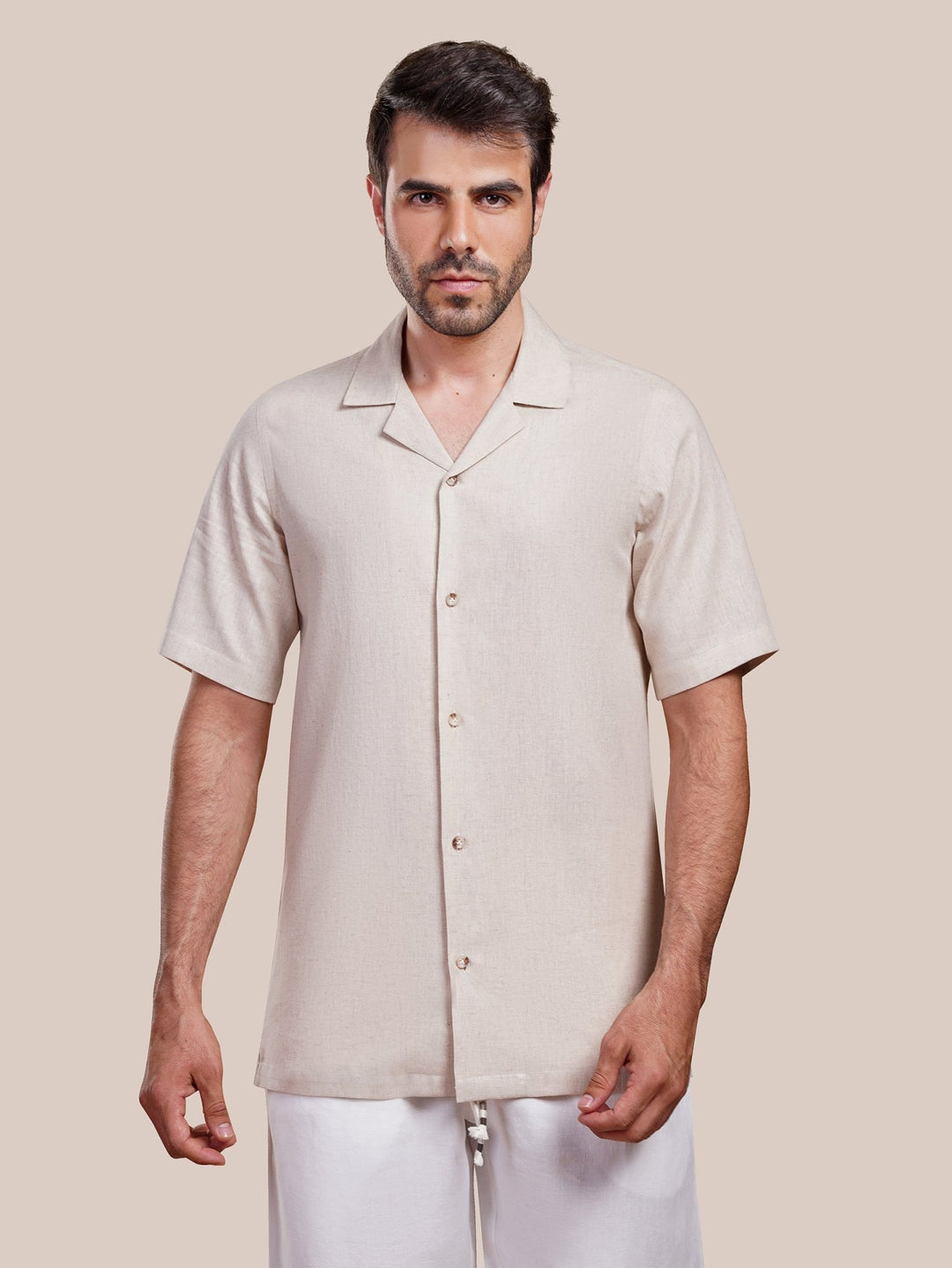 PLAIN WASHED COTTON LINEN CASUAL FIT SHIRT - Roban