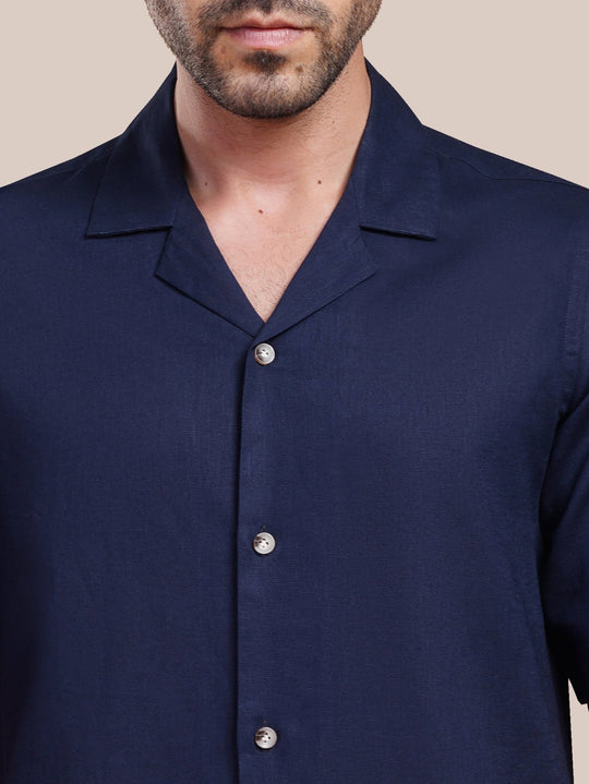 PLAIN WASHED COTTON LINEN CASUAL FIT SHIRT - Roban